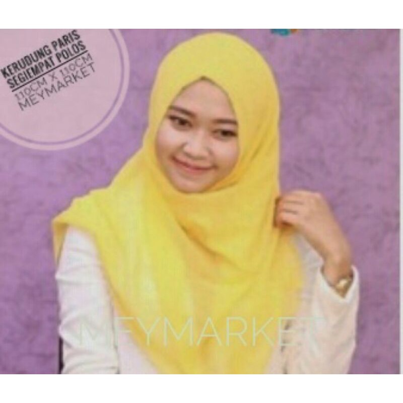 Kerudung paris segiempat polos kuning