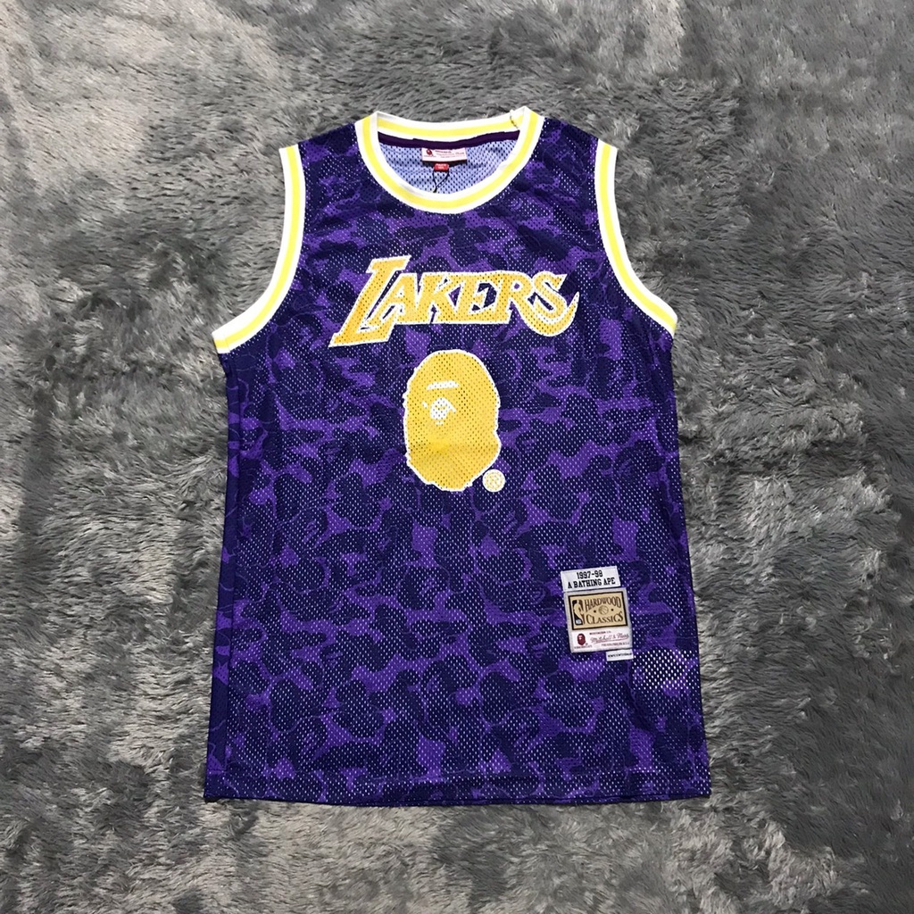 Kaos Jersey Bape x Lakers - Mitchell and Ness Premium