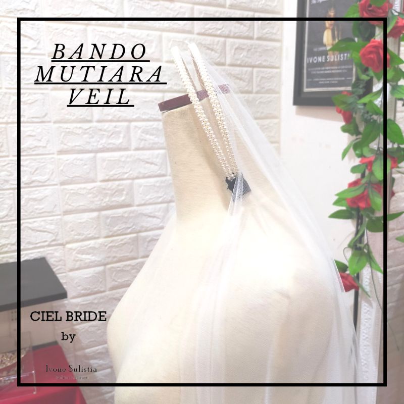 custom order wedding veil kerudung pengantin bando mutiara