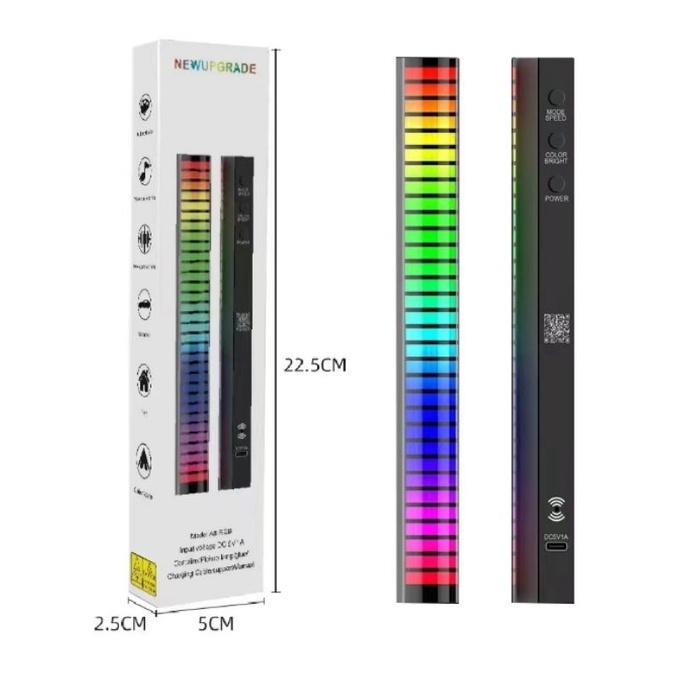 Lampu Bar RGB 3D Strip Spectrum Music Sound Control LED Rythm Lights android ios