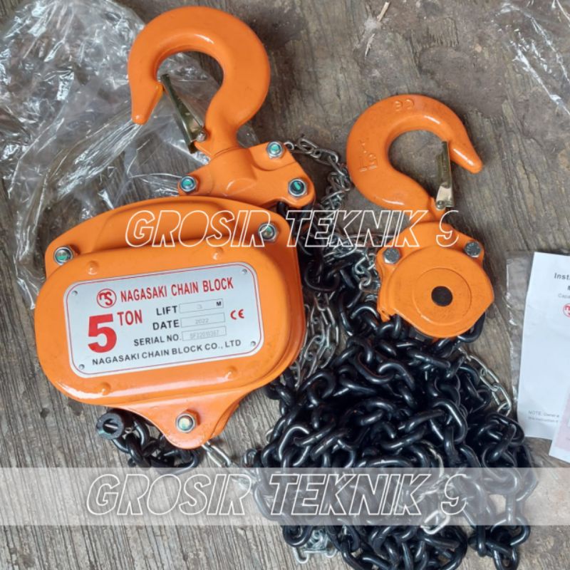 Nagasaki Chain Block 5 Ton 10 Meter Takel Katrol Blok Rantai Chain Hoist Japan