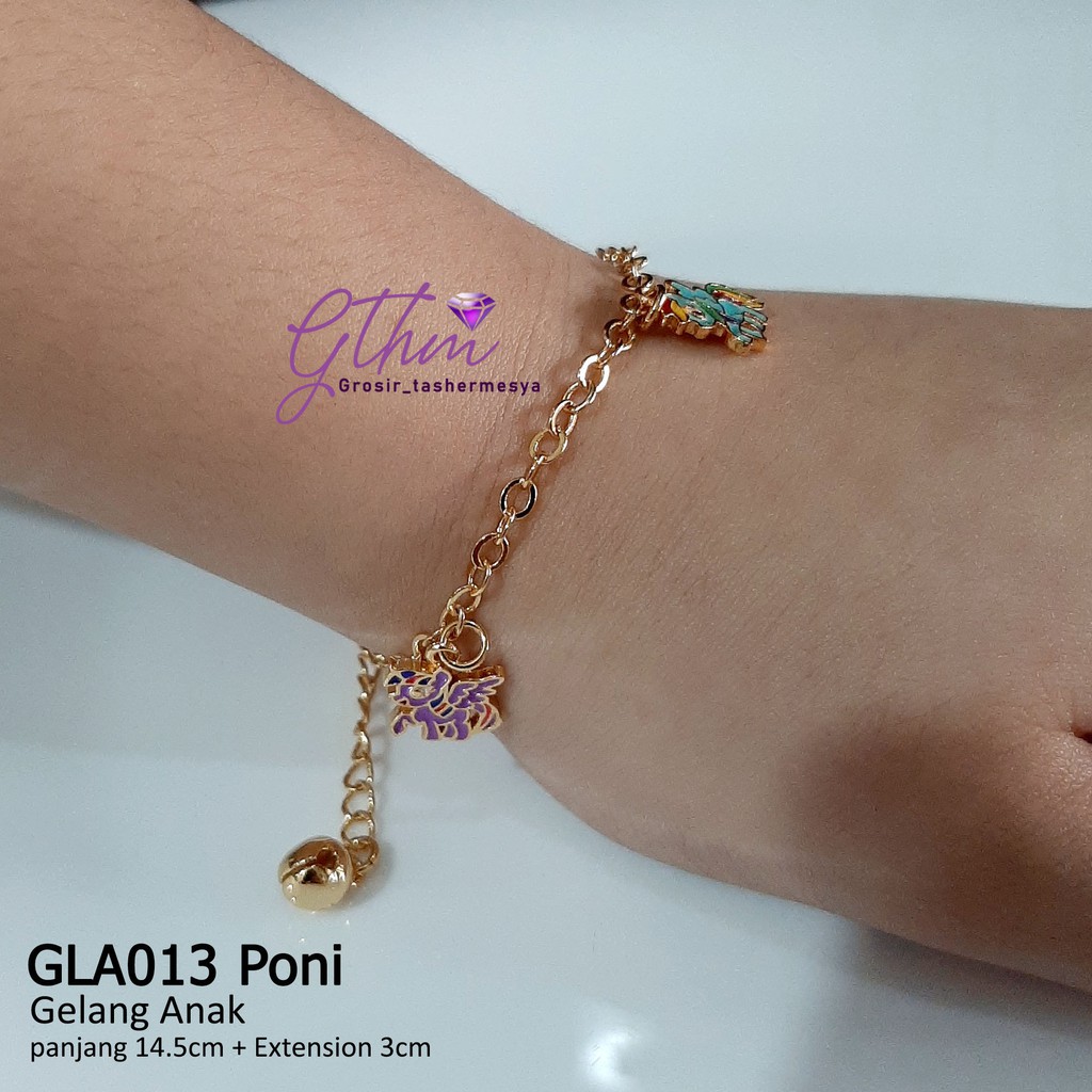 xuping gelang tangan anak unicorn kuda poni perhiasan lapis emas asli 18k gthm