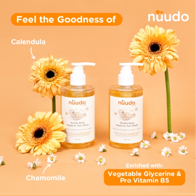 Nuudo baby by pureco head to toe wash / bubbly kids body face wash travel size