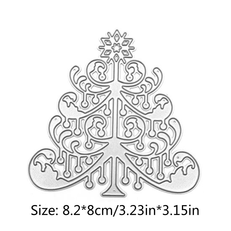 Cetakan Stensil Cutting Dies Motif Pohon Natal Bahan Metal Untuk Scrapbook / Craft DIY