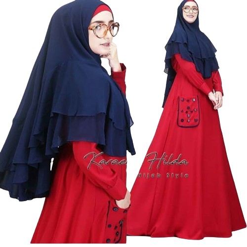 KONVEKSI - Sannang syari LARAS SYARI LARIS SYARI Gamis + Khimar Bahan MOSCREP Super Lembut | Muslima