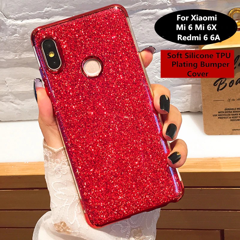 Terlaris Bling Glitter Plating Soft TPU Case For Xiaomi MI 6 6X Housing On Redmi 6 6A Note 6 Note6