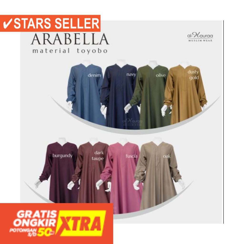 BAJU LEBARAN PAKAIAN MUSLIMAH SYARI BERGO BALOTELI / Gamis arabella toyobo Al Hauraa