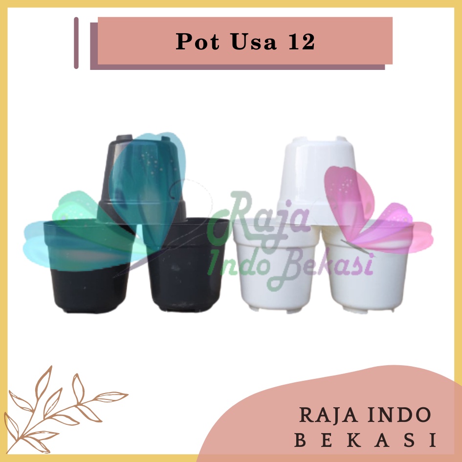 Pot Usa Eiffel 12 Putih Hitam Pot Plastik Mini Kaktus Murah Lucu - Pot 12 Cm Putih Hitam Tinggi - Pot Eiffel Eifel Efiel Effiel Tinggi 12