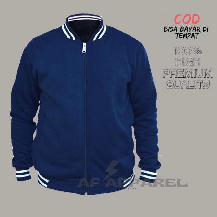 Jaket Baseball Varsity Resleting Fleece Pria Wanita - Jaket Baseball murah berkualitas - Varsity Pre