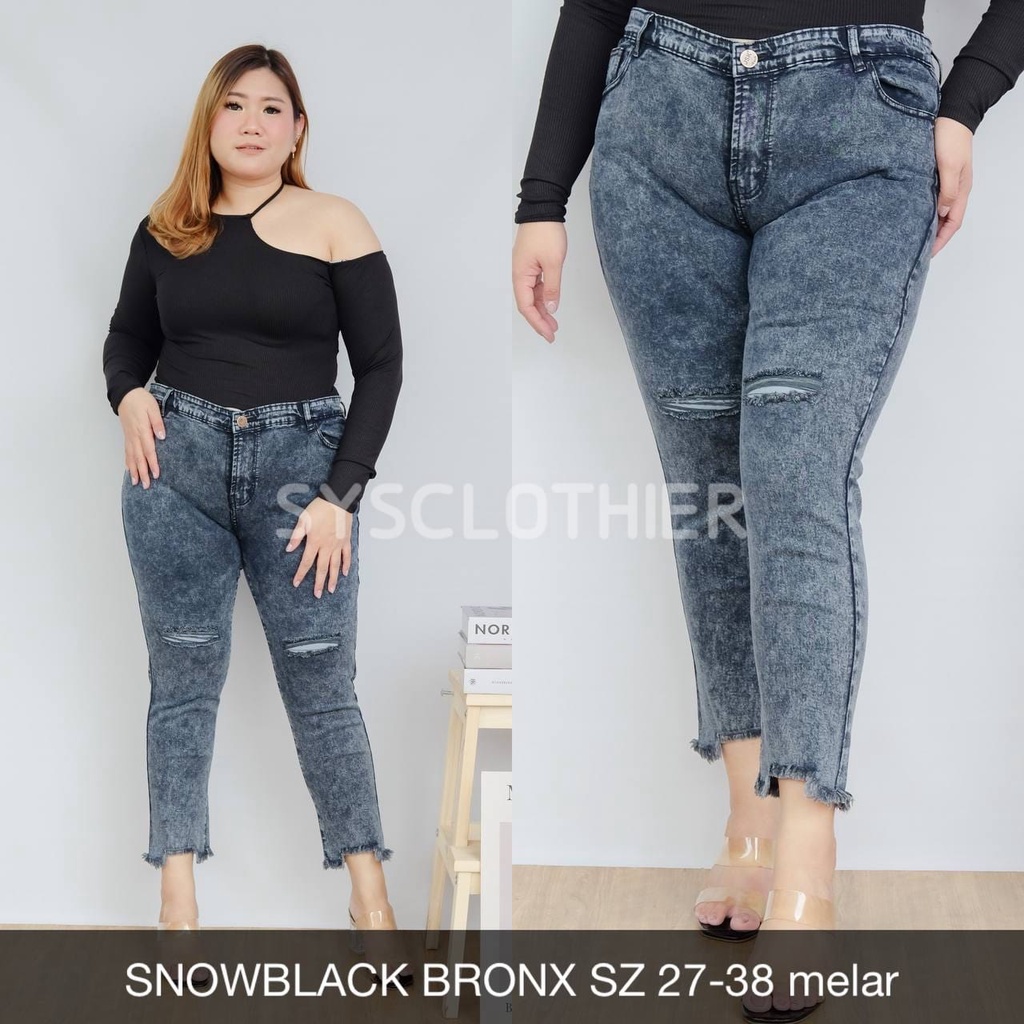 CELANA JEANS WANITA 7/9 SNOWBLACK BRONX