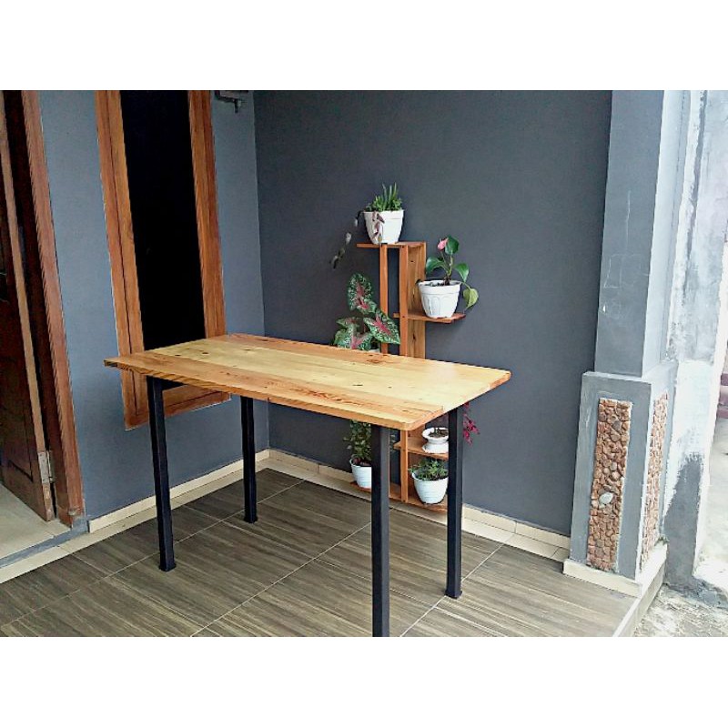 Meja Komputer Jati Belanda + Besi