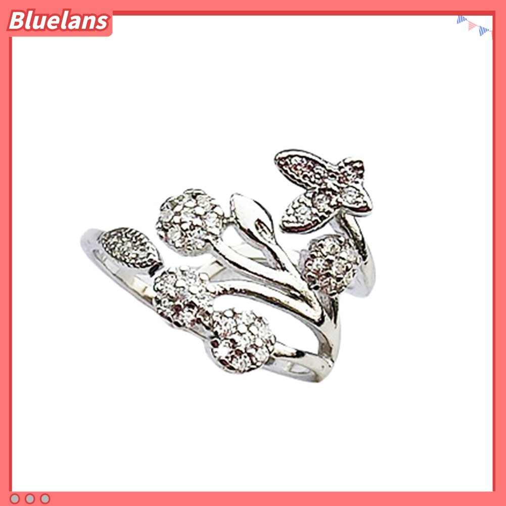 Cincin Desain Butterfly Warna Silver Untuk Wanita