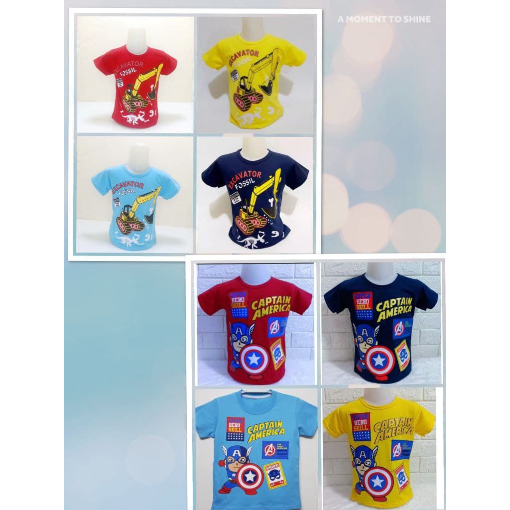 JAYA.Co Kaos Anak Laki Laki 1-10 Tahun / Captain America / Excavator