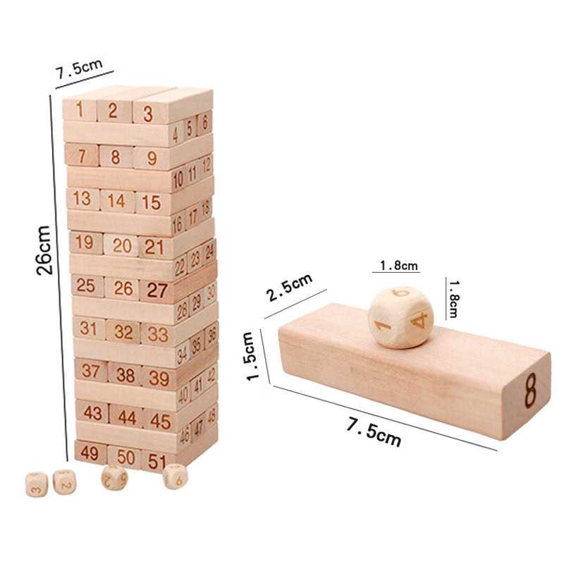 (100% BARANG ORI) Permainan Jenga Uno Stako Kayu 51 Balok - A138