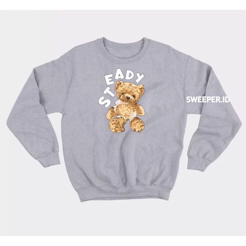 SWEATER STEADY BEAR SABLON PRINTING BAHAN FLEECE