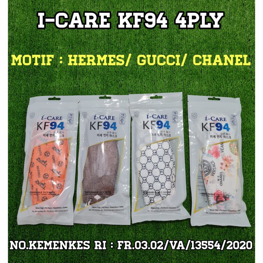 Masker KF94 4Ply Evo 4D Motif Dewasa iCare Earloop izin Kemenkes 10pc