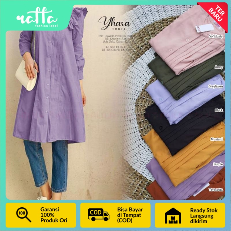 Atasan Wanita Yhara Tunik Bahan Syakilla Premium Original Berlabel ALILA