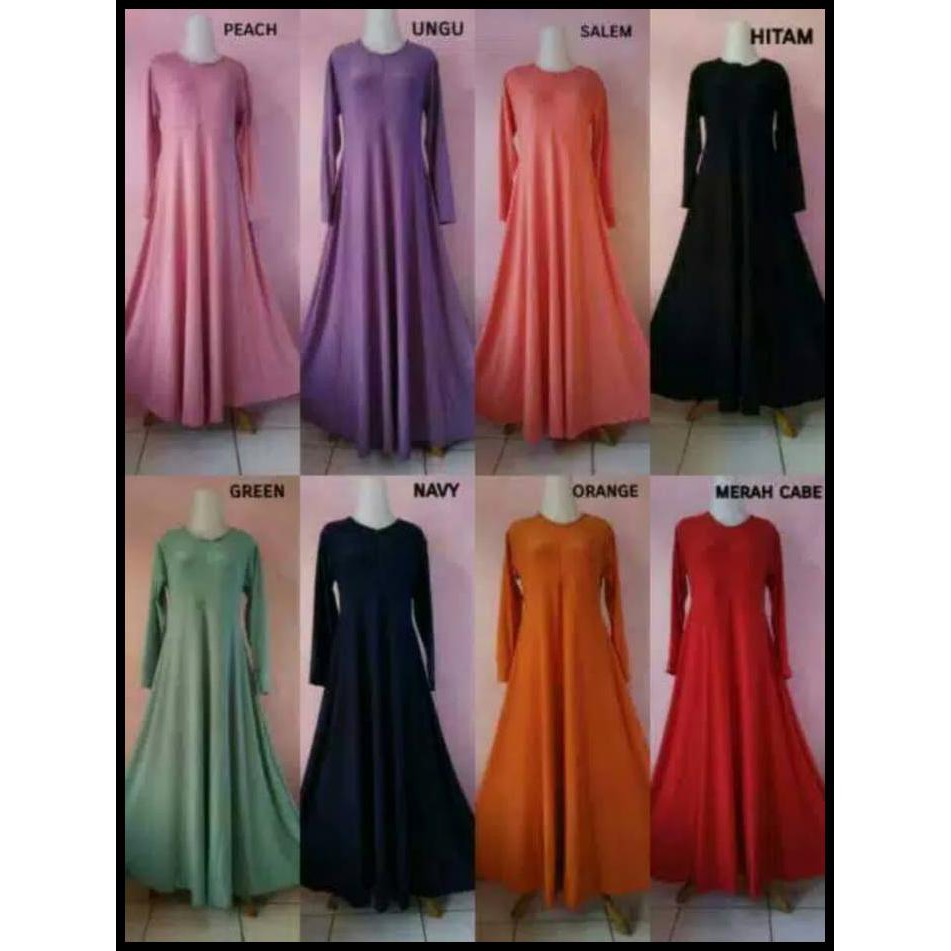 Gamis Jersey Polos Premium Umbrella By Anisa Shop