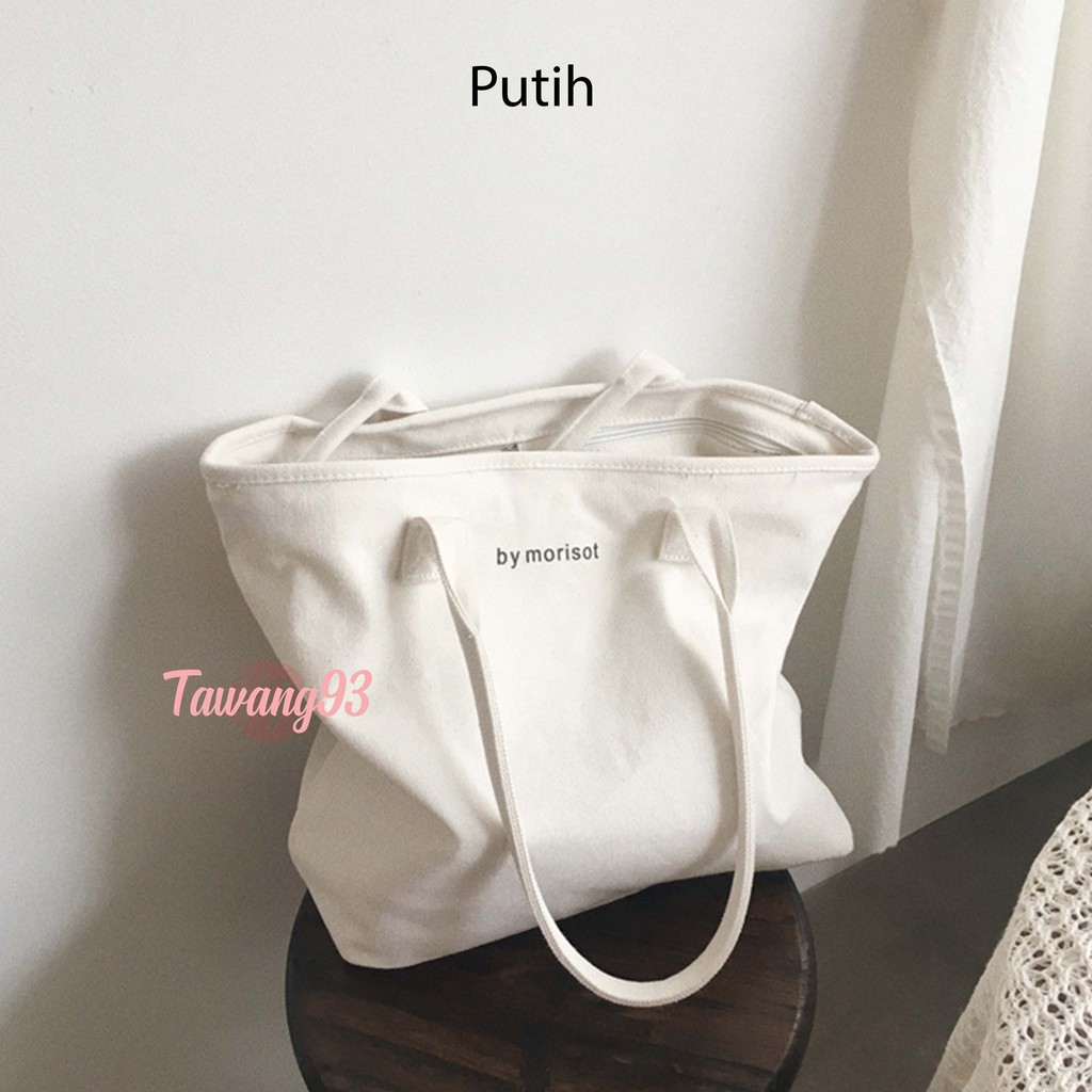 Tas Wanita Kanvas Resleting Hand Tote Bag Import Murah - TW1829