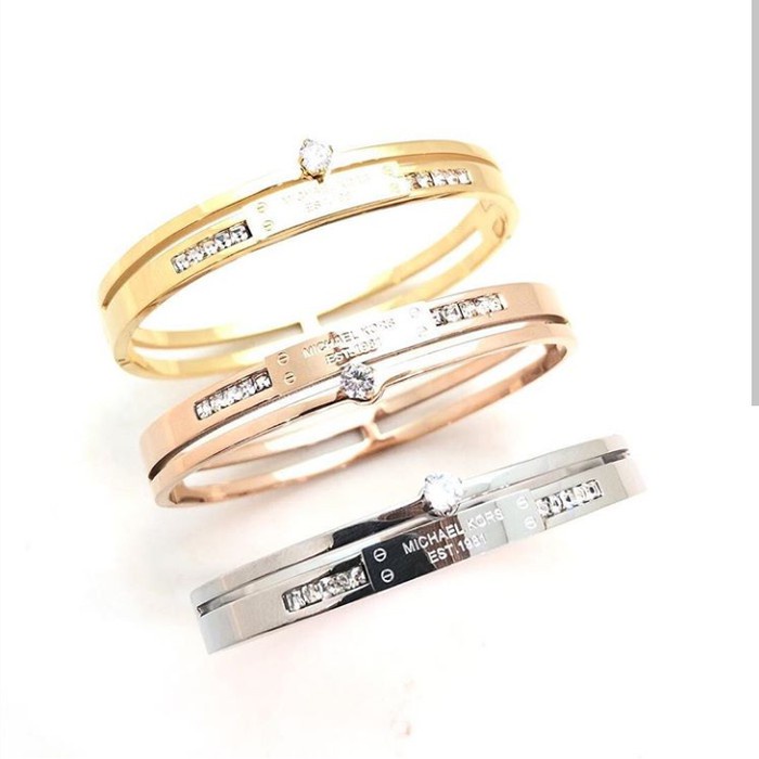 GELANG POLOS PREMIUM BERLAPISKAN EMAS/GELANG GOLD ROSEGOLD SILVER/GELANG BANGLE POLOS WANITA TITANIUM