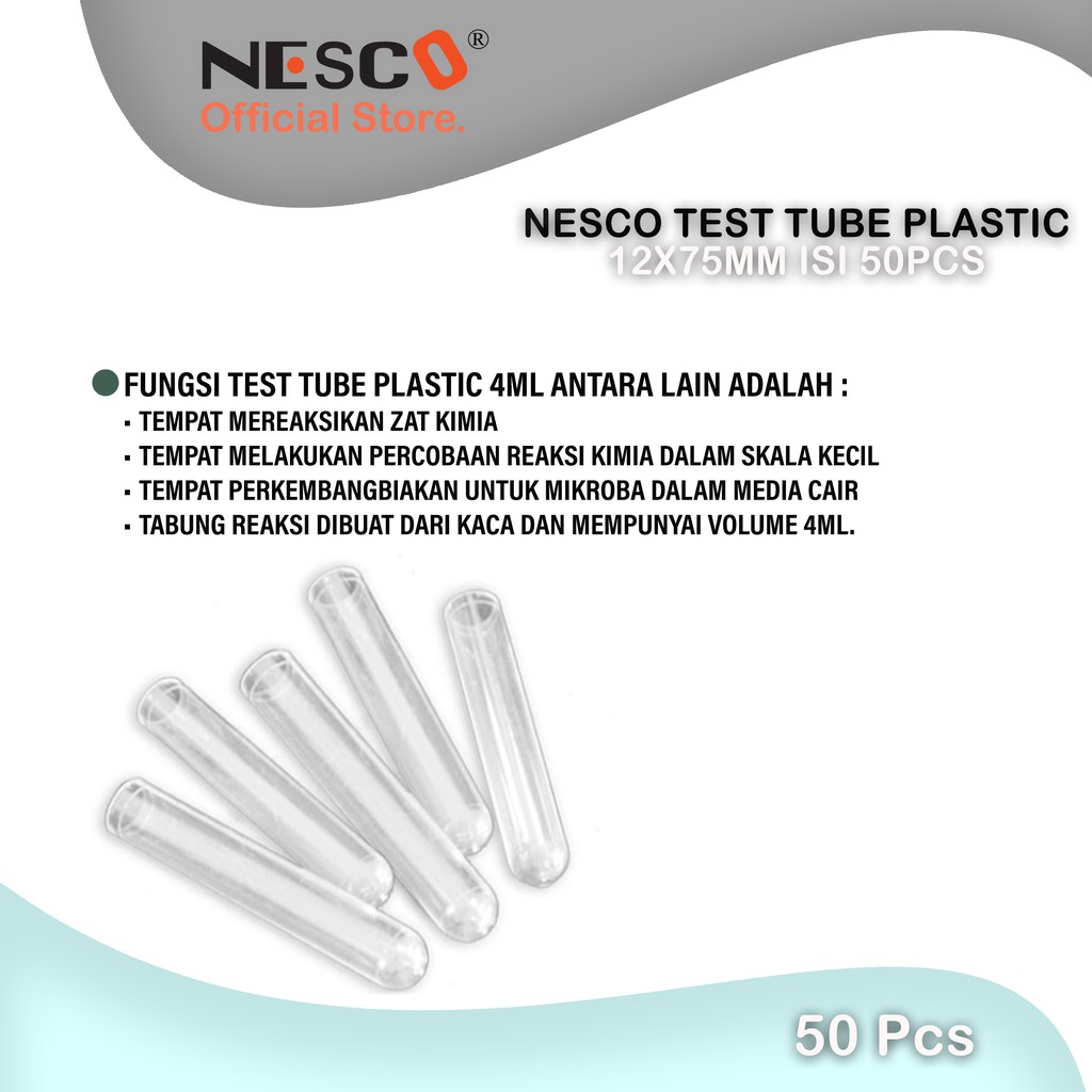 Nesco Test Tube 12x75mm, Plastik &amp; Kaca, BEST SELLER