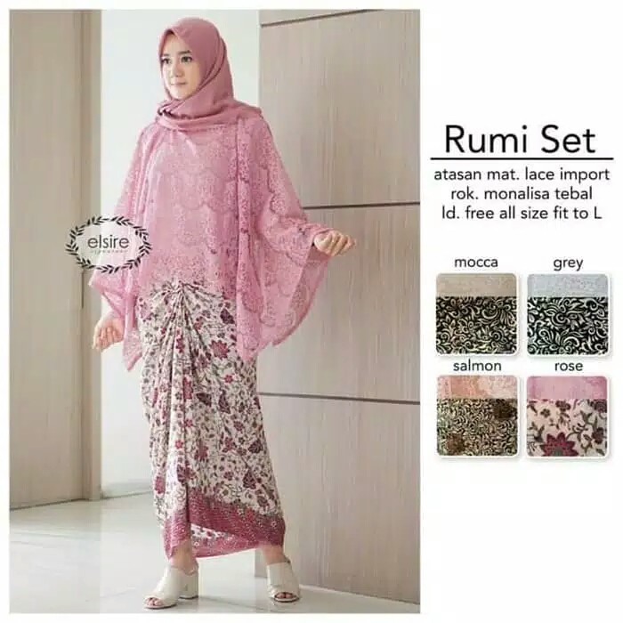 SB Collection Stelan Kebaya Kaylee Jumbo Brukat Batwing Kalong Dan Rok Lilit Maxi Batik Wanita