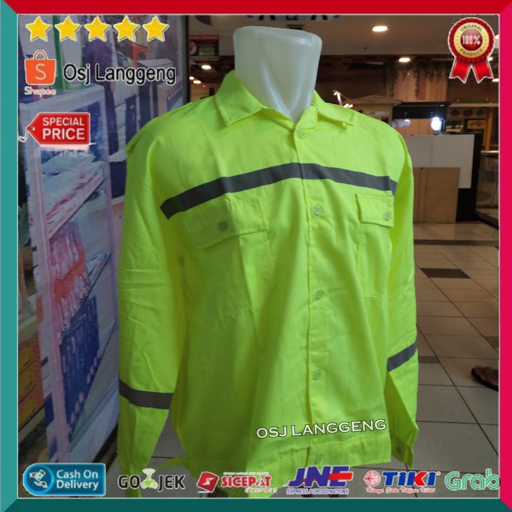 Baju Atasan Safety Warna Hijau Stabilo - Atasan Safety Proyek Warna Hijau Stabilo