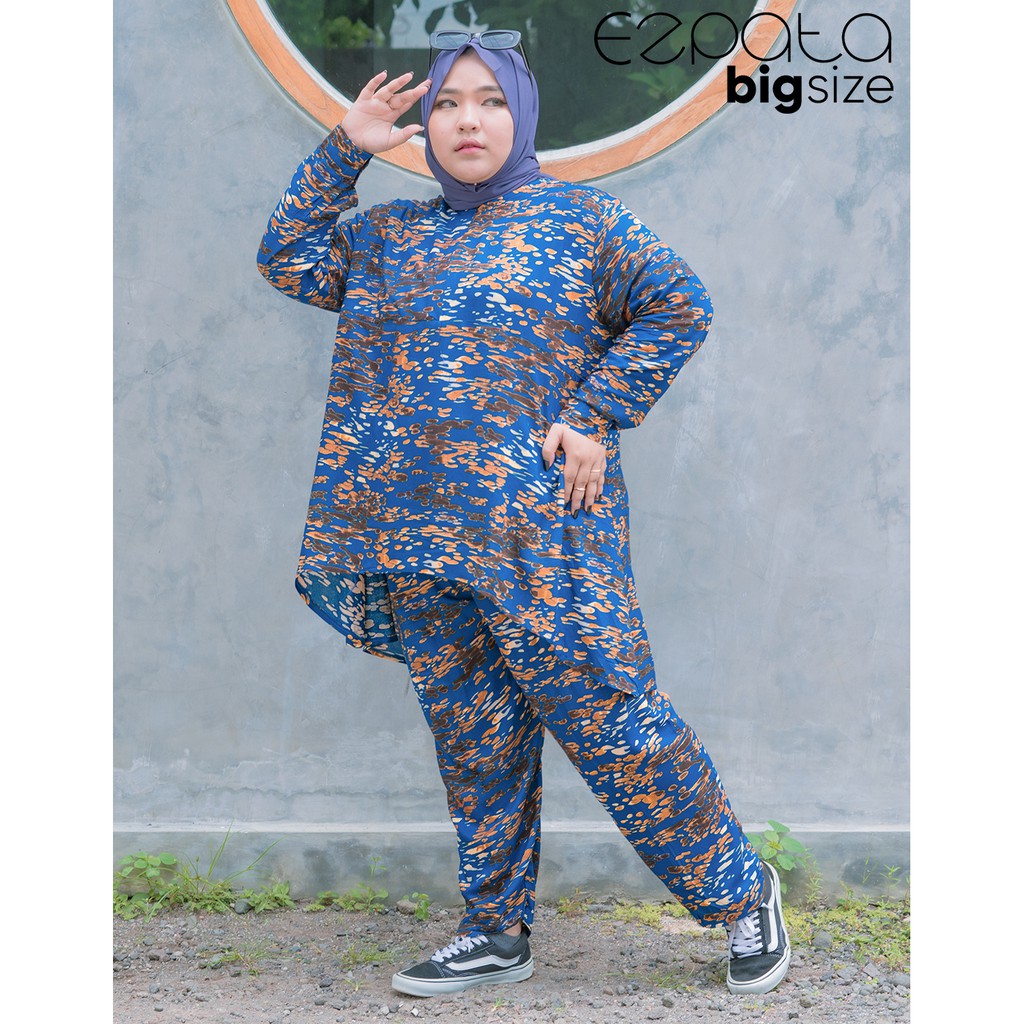 Set Piyama Jumbo Rayon LD 132 cm Serut Pinggang Resleting Dada Busui Friendly Terbaru