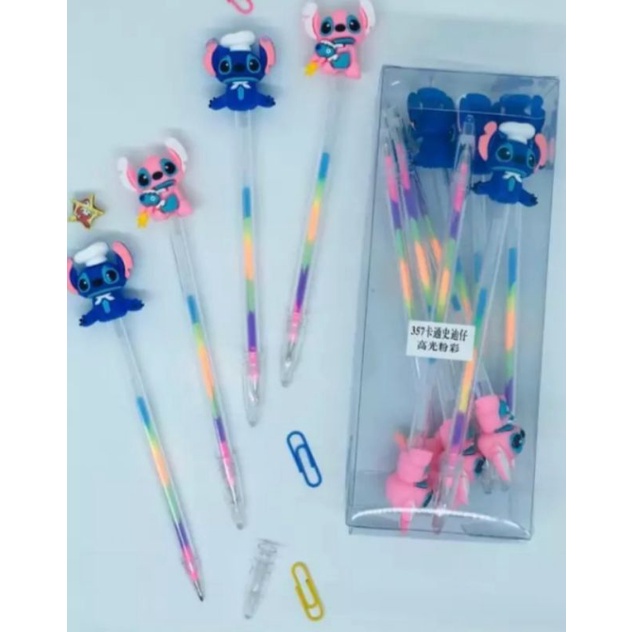 

pulpen pelangi dengan kepala kartunlilo&stich/pengelrainbow