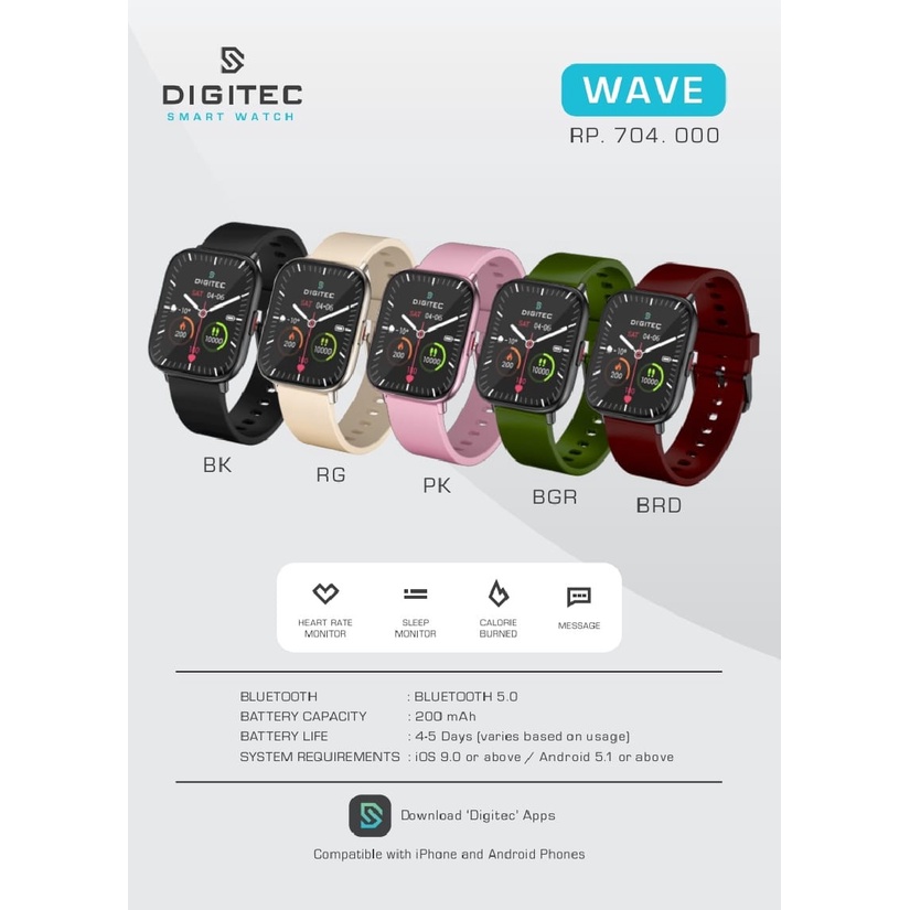[ORIGINAL 100%] JAM TANGAN DIGITEC SMARTWATCH WAVE ORIGINAL STORE