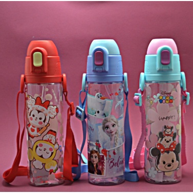 DISNEY ORIGINAL waterbottles/botol air sedotan dgn tali panjang 580ml- WD750