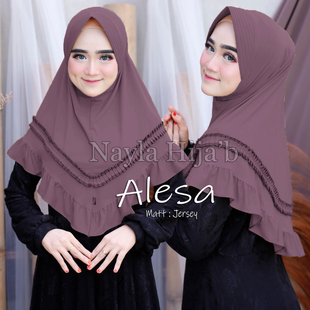 Jilbab Instan terbaru Hijab Bergo Alesa Kerudung Jersey Premium termurah dan terlaris Nayla Hijab-Lavender