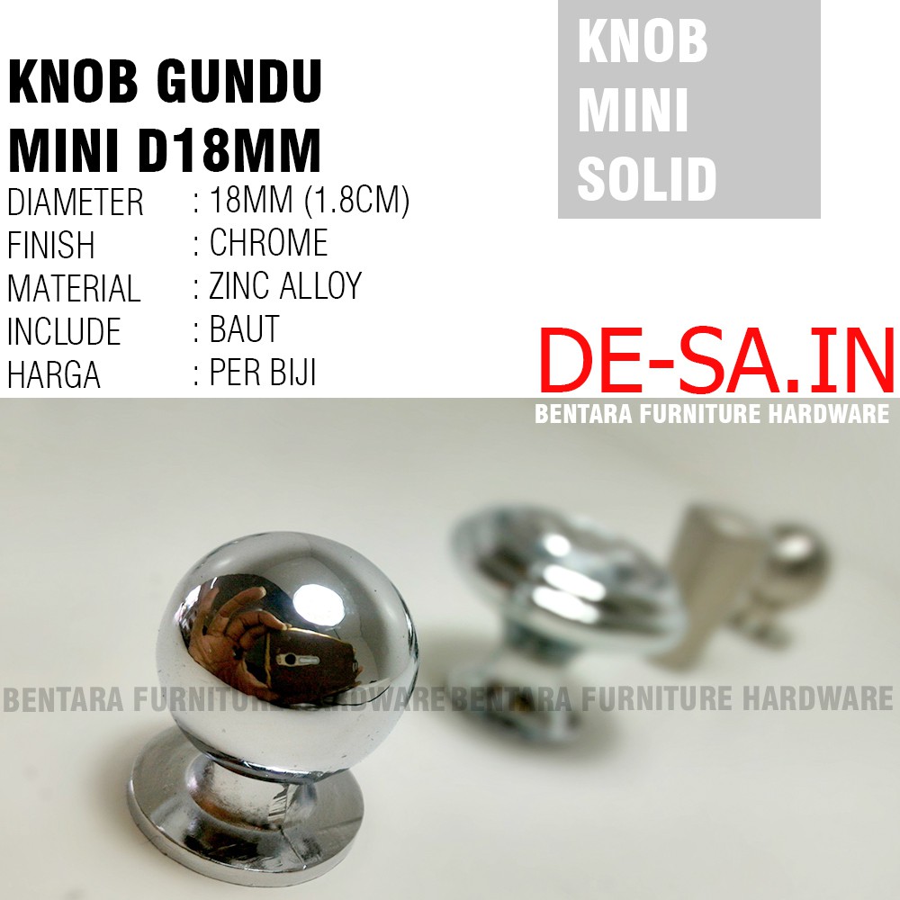 18MM Handle / Tarikan / Knob Gundu Solid