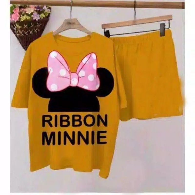 Medan Termurah Setelan anak perempuan/Setelan kaos celana pendek Minnie ribbon