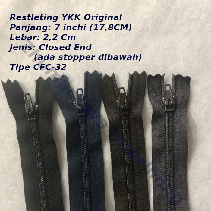 Restleting sleting Zipper YKK Original 7 inchi 17 CM