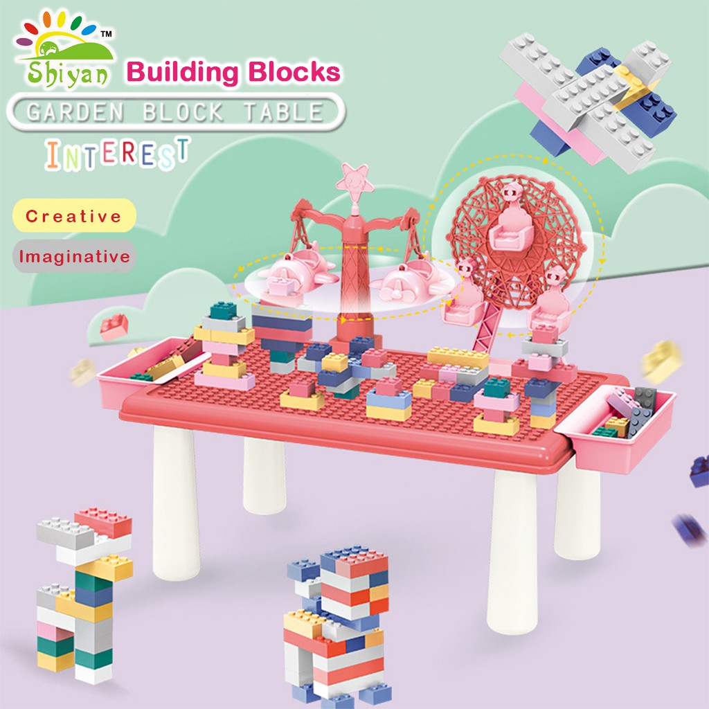 [Shiyan] Mainan edukasi anak / mainan blok 69 pcs puzzle blocks set with mini table set