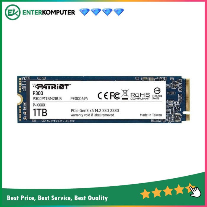 Patriot P300 1TB M.2 2280 PCIe Gen3 x4 / SSD 1TB