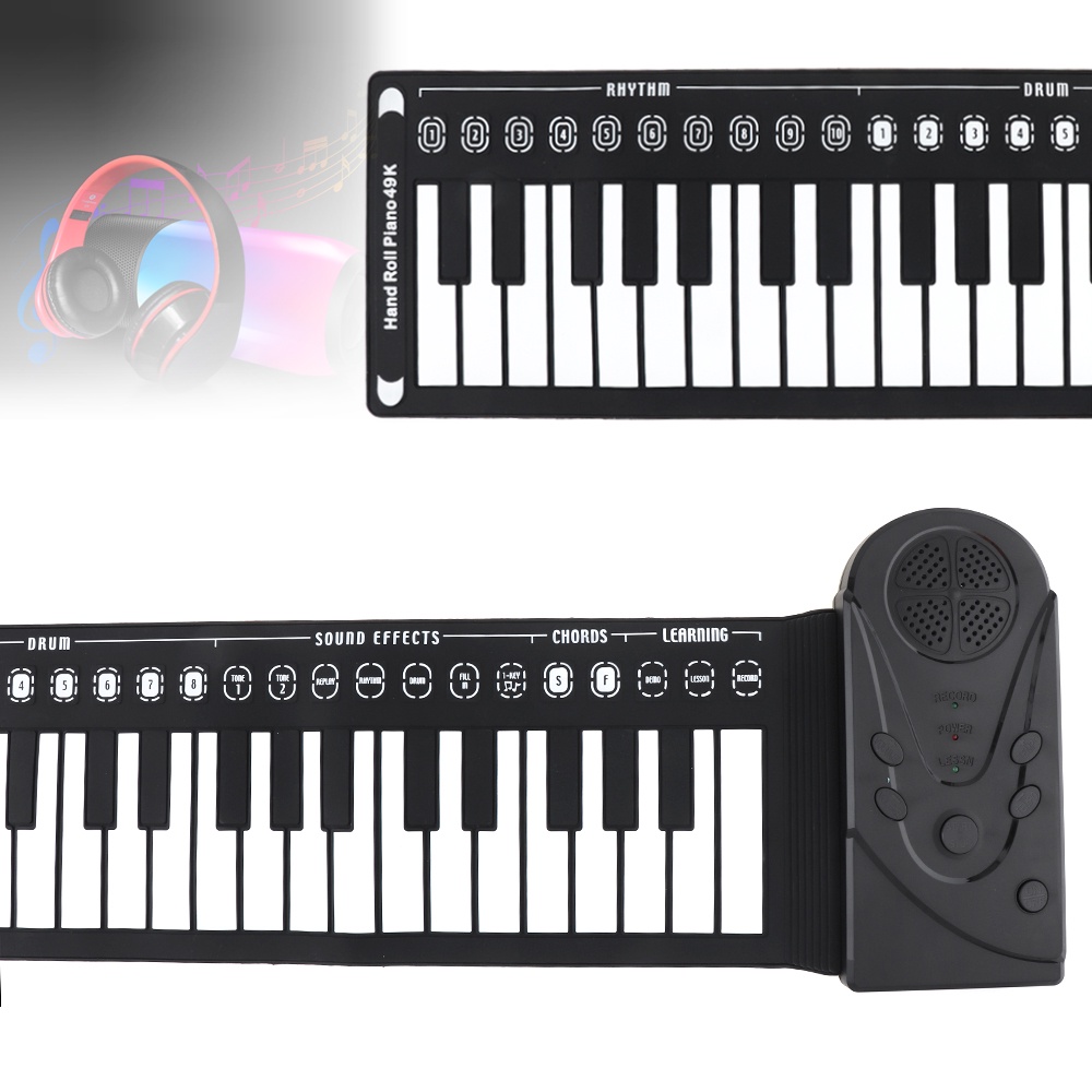 Mainan Piano / Keyboard / Organ Elektronik Portable 49 Nada Flexible Bahan Silikon Untuk Anak