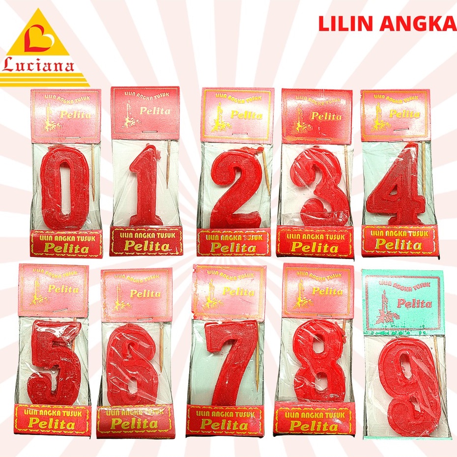 LILIN ANGKA KECIL / LILIN ULANG TAHUN MERAH  ANGKA 0 - 9 / LILIN MURAH 5CM