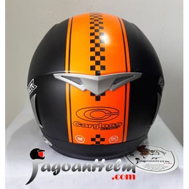 Good Product CARGLOSS Helm FORMER RETRO  Orange FL  Black DOFF   Half Face CARGLOS
