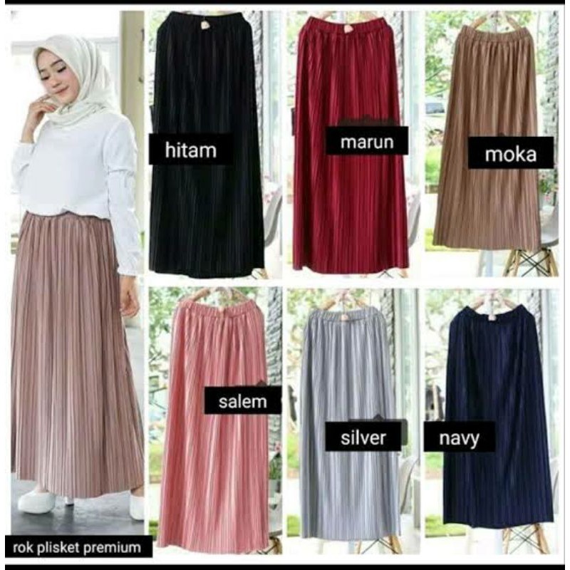 5pcs Paket Rok Plisket Rok Plisket Grosir Fashion Wanita