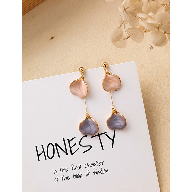 LRC Anting Tusuk Fashion S925 Silver Needle Glazed Petal Earrings F69746