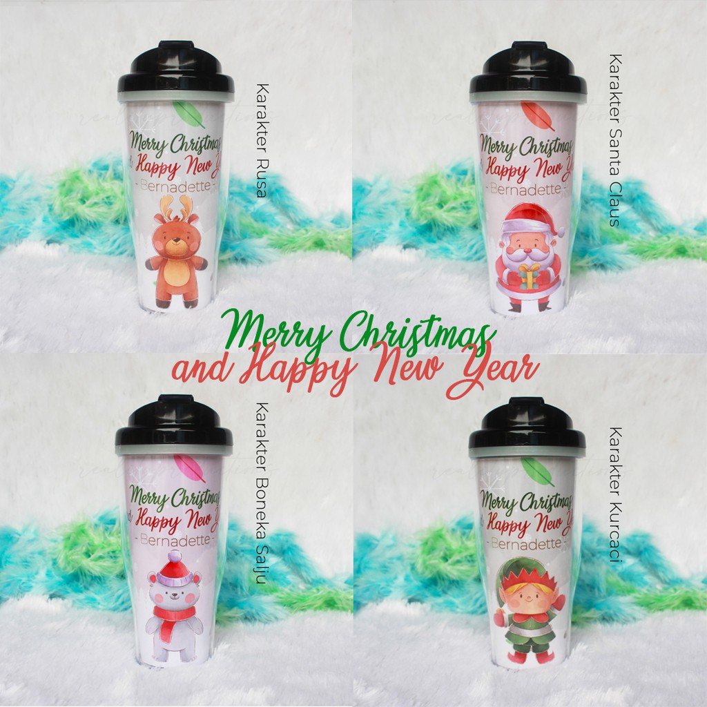 Tumbler Natal dan Tahun Baru Karakter Christmas Custom Nama