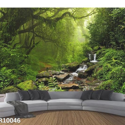 Mural Photowall Wallpaper Dinding Mural Photowall Motif Alam Air Terjun Natural