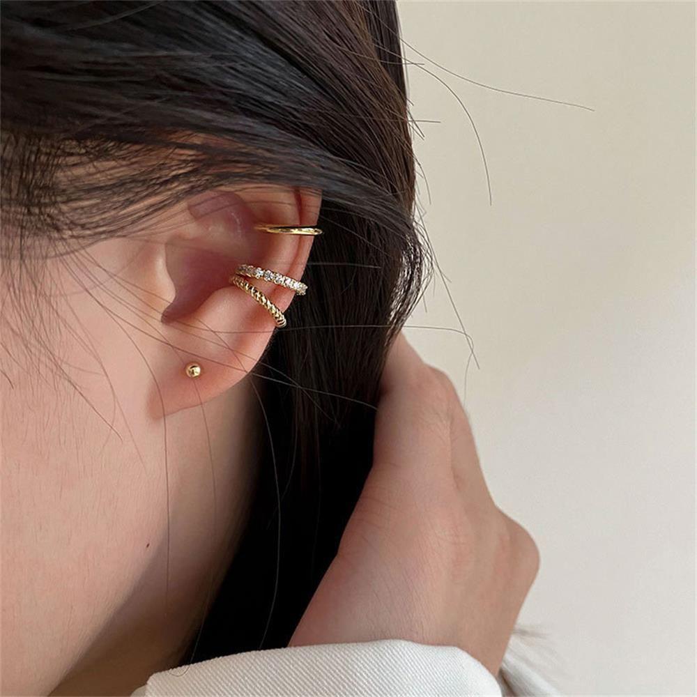 Top 3Pcs/Set CZ Cuff Earrings Fashion Hadiah Perhiasan Mungil Tanpa Tindik Ear Cuff