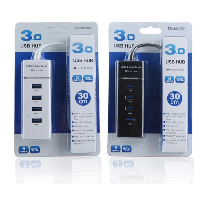 High Speed 4 Ports USB HUB 3.0 Adapter 5Gbps for Laptop PC / Notebook / Computer - 303-2