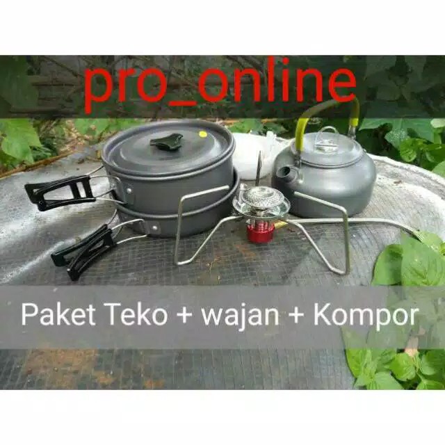 [Free COD] Alat Masak Kemping Stove KL-S1 Cooking Set DS-308 Plus Teko Panci &amp; Kompor Camping Outdor