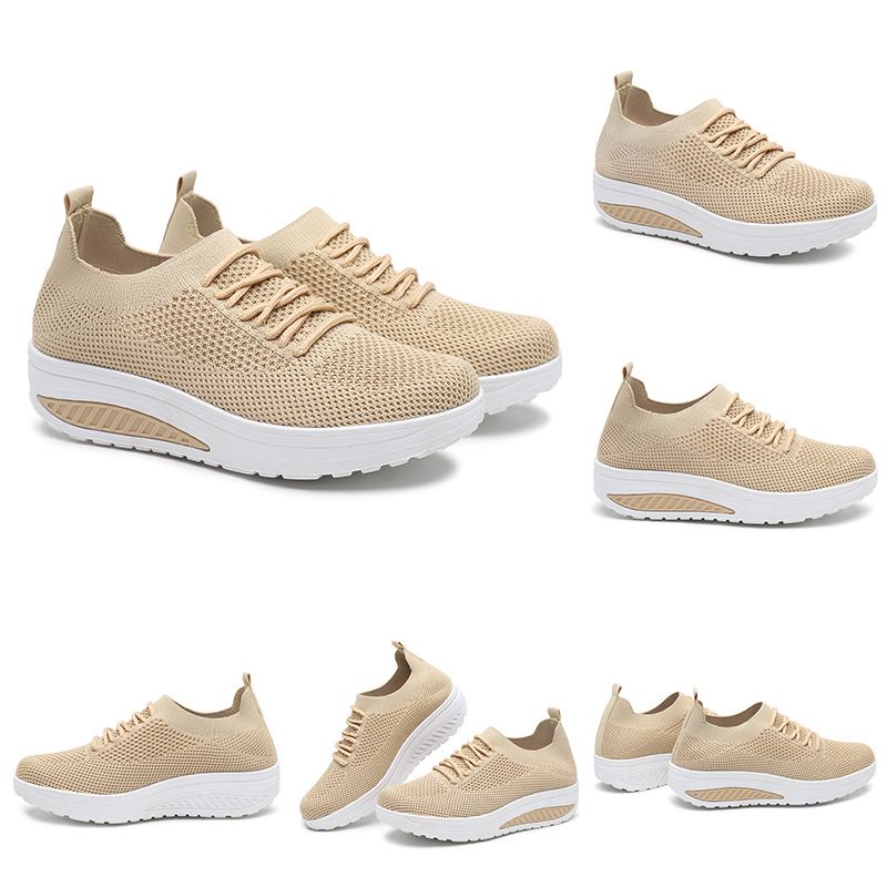 [GROSIR][COD] SEVEN_DAY SEPATU RAJUT WEDGES WANITA OLAHRAGA IMPORT CASUAL SPORT SHOES KREM FZ-022
