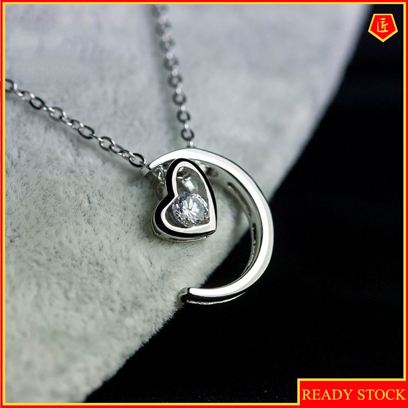 [Ready Stock]Moon Heart Necklace Female Pendant Korean Style Sweet Fashion