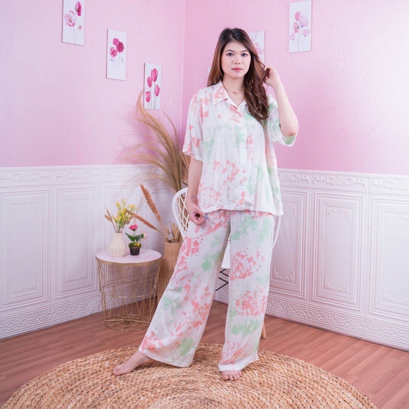 Setelan piyama tie dye / Baju tidur tie dye / piyama set tie dye / Tie dye set baju tidur CP tie dye